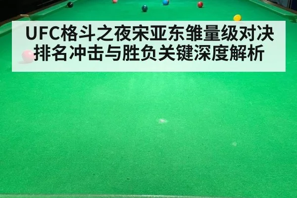 UFC格斗之夜宋亚东雏量级对决排名冲击与胜负关键深度解析